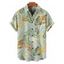 Chemise de Plage de Vacances Feuille Tropicale Imprimée Boutonnée Manches Courtes à Col Relevé - Vert clair S