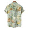 Chemise de Plage de Vacances Feuille Tropicale Imprimée Boutonnée Manches Courtes à Col Relevé - Vert clair S