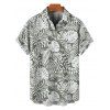 Chemise de Vacances Boutonnée Feuille Tropicale Imprimée Partout à Manches Courtes - Vert clair 4XL