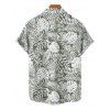 Chemise de Vacances Boutonnée Feuille Tropicale Imprimée Partout à Manches Courtes - Vert clair 5XL