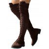 Solid Color Lace Up Over The Knee Boots - Café profond EU 42