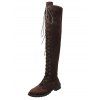 Solid Color Lace Up Over The Knee Boots - Café profond EU 42