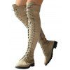 Solid Color Lace Up Over The Knee Boots - Abricot EU 42