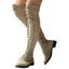 Solid Color Lace Up Over The Knee Boots - Noir EU 40