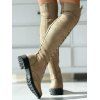 Solid Color Lace Up Over The Knee Boots - Abricot EU 42