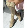 Solid Color Lace Up Over The Knee Boots - Abricot EU 42