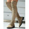 Solid Color Lace Up Over The Knee Boots - Abricot EU 42