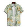 Vacation Tropical Leaf Print Spaghetti Strap Mini Dress And Short Sleeve Shirt Matching Outfit - Vert clair S | US 4