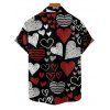 Valentine's Day Striped Heart Print Lace Up Mini Dress And Short Sleeve Shirt Matching Outfit - Noir S | US 4