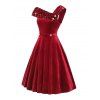 Robe de Soirée Boutonnée à Col Oblique à Paillettes en Velours - Rouge foncé XXL | US 14