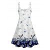 Plant Print V Neck High Waist Spaghetti Strap Dress and Button Up Short Sleeve Shirt Outfit - Blanc S | US 4