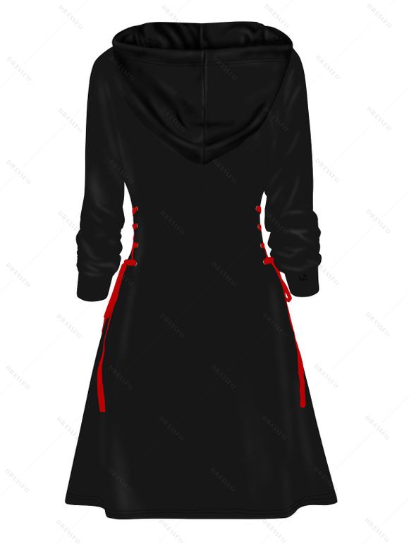 Mini-Robe à Capuche avec Lacets et à Imprimé Roses pour Saint-Valentin - Noir M | US 6