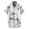 Chemise de Vacances Arbre de Palmier Imprimée Boutonnée à Manches Courtes - Blanc S