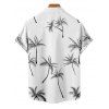 Chemise de Vacances Arbre de Palmier Imprimée Boutonnée à Manches Courtes - Blanc S