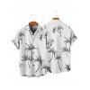 Chemise de Vacances Arbre de Palmier Imprimée Boutonnée à Manches Courtes - Blanc 4XL