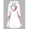 Mini-Robe à Capuche Etoile Cœur Contrasté Imprimé Saint-Valentin à Lacets - Noir S | US 4