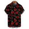 Chemise Rose en Tissu Imprimé Boutonnée Saint-Valentin à Manches Courtes - Noir S