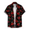 Chemise Rose en Tissu Imprimé Boutonnée Saint-Valentin à Manches Courtes - Noir S