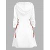 Mini Robe à Capuche Cœur Contrasté Imprimé Saint-Valentin à Lacets - Blanc S | US 4