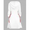 Mini-Robe à Capuche avec Lacets et à Imprimé Roses pour Saint-Valentin - Blanc XXL | US 14