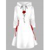 Mini-Robe à Capuche avec Lacets et à Imprimé Roses pour Saint-Valentin - Blanc XXL | US 14