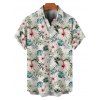 Chemise de Vacances Fleur Feuille Tropicale Imprimée Boutonnée à Manches Courtes - Vert clair S