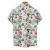 Chemise de Vacances Fleur Feuille Tropicale Imprimée Boutonnée à Manches Courtes - Vert clair S