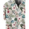 Chemise de Vacances Fleur Feuille Tropicale Imprimée Boutonnée à Manches Courtes - Vert clair S