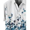 Chemise Boutonnée Peinture Feuille et Fleur Imprimées à Manches Courtes - Bleu de Minuit S