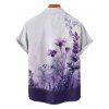 Chemise Boutonnée Peinture Feuille et Fleur Imprimées à Manches Courtes - Concorde S