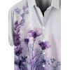 Chemise Boutonnée Peinture Feuille et Fleur Imprimées à Manches Courtes - Concorde S