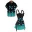 Shiny Butterfly Print Lace Up Half Zipper Mini Dress And Short Sleeve Shirt Matching Outfit - Noir S | US 4