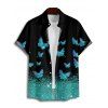 Shiny Butterfly Print Lace Up Half Zipper Mini Dress And Short Sleeve Shirt Matching Outfit - Noir S | US 4