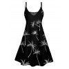 Palm Tree Print V Neck A Line Mini Dress And Short Sleeve Shirt Vacation Outfit - Noir S | US 4