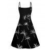 Palm Tree Print V Neck A Line Mini Dress And Short Sleeve Shirt Vacation Outfit - Noir S | US 4