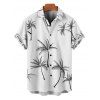 Palm Tree Print V Neck A Line Mini Dress And Short Sleeve Shirt Vacation Outfit - Noir S | US 4