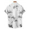 Palm Tree Print V Neck A Line Mini Dress And Short Sleeve Shirt Vacation Outfit - Noir S | US 4