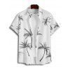 Palm Tree Print V Neck A Line Mini Dress And Short Sleeve Shirt Vacation Outfit - Noir S | US 4