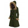 Manteau à Capuche Long Boutonné Panneau à Carreaux en Fausse Fourrure - Vert profond XL | US 12