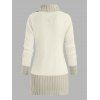 Pull Décontracté en Couleur Contrastée avec Bouton Corne à Col Plongeant - Beige S | US 4