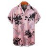 Chemise Décontractée Chauve-souris Imprimé Boutonnée à Manches Roulées pour Homme - Rose clair S