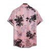 Chemise Décontractée Chauve-souris Imprimé Boutonnée à Manches Roulées pour Homme - Rose clair S