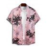 Chemise Décontractée Chauve-souris Imprimé Boutonnée à Manches Roulées pour Homme - Rose clair S