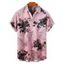 Chemise Décontractée Chauve-souris Imprimé Boutonnée à Manches Roulées pour Homme - Rose clair 2XL