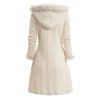 Manteau à Capuche Long Boutonné Panneau à Carreaux en Fausse Fourrure - café lumière L | US 8-10