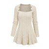 Pull Décontracté Texturé en Tricot à Câble en Couleur Unie avec Bouton - Beige S | US 4