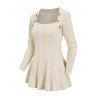 Pull Décontracté Texturé en Tricot à Câble en Couleur Unie avec Bouton - Beige M | US 6