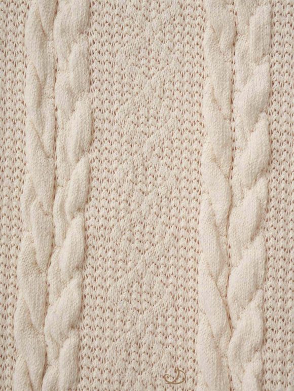 Plaid Panel Cable Knit Belted Sweater Dress and Chunky Heel Lace Up Boots Life Tree Pattern Drop Earrings Outfit - café lumière S | US 4