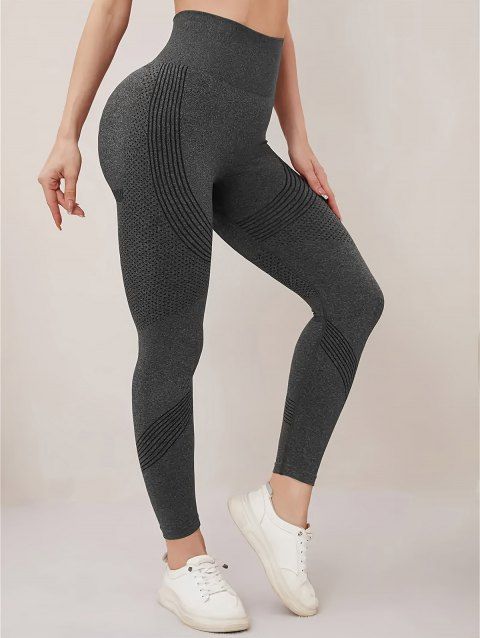 Legging Sportif Moulant à Taille Haute Motif Rayures