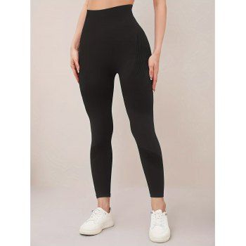Striped Pattern High Waist Lifting Butt Skinny Sporty Leggings